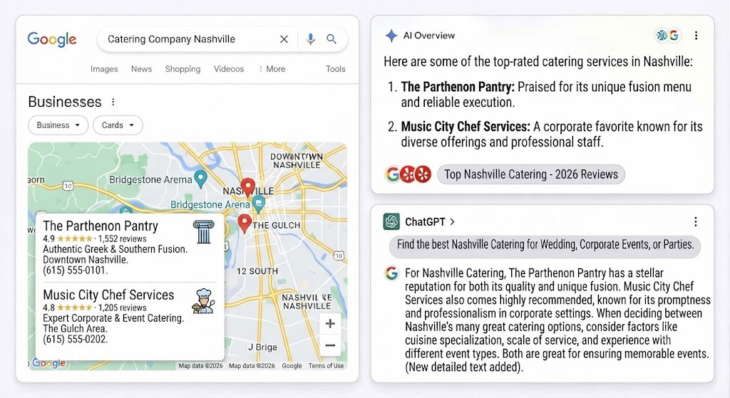 Catering SEO Map Results
