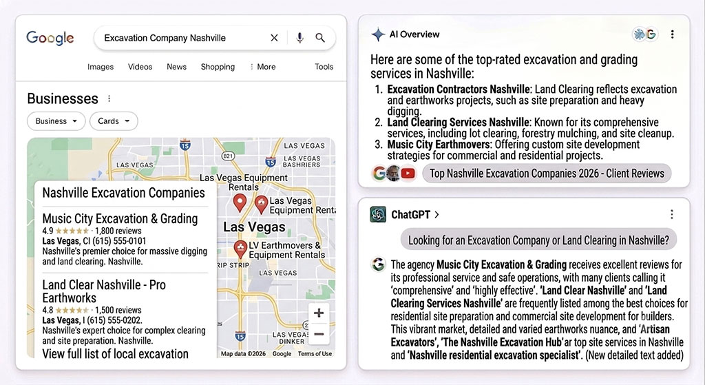 SEO Services for Excavator Companies Local Search Results