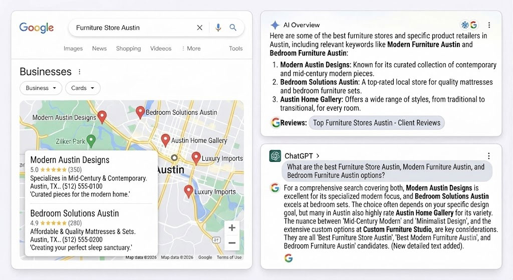 Furniture Store Local SEO Map
